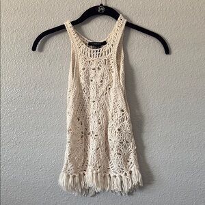 Cream Crochet Fringe Cami